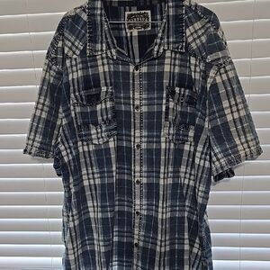 Men's BKE Button Up Blue Plaid Shirt
